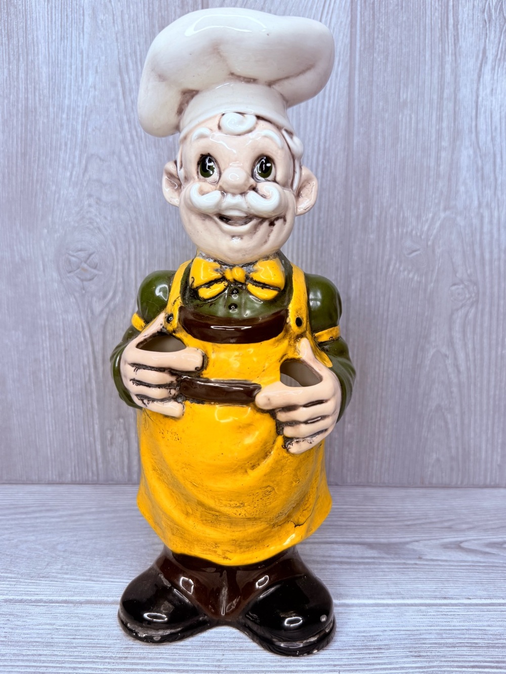 Rare vintage 1980s ceramic kitchen chef statue spoon holder figurine